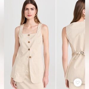 MOON RIVER square neck button front top and maxi skirt set in cotton and linen